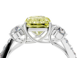 White gold Fancy Yellow Radiant  Cut Three-Stone Diamond Pave Band with Prong Setting_41