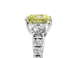 White gold Fancy Yellow Radiant  Cut Three-Stone Diamond Pave Band with Prong Setting_42