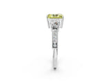 White gold Fancy Yellow Radiant Cut Three-Stone Diamond Ring with Pavé Band and Four-Prong Setting_14