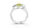White gold Fancy Yellow Radiant Cut Three-Stone Diamond Ring with Prong Setting on a Classic Band_21