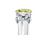 White gold Fancy Yellow Radiant Cut Three-Stone Diamond Ring with Prong Setting on a Classic Band_23