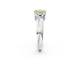 White gold Fancy Yellow Radiant Cut Three-Stone Diamond Ring with Prong Setting on a Classic Band_26