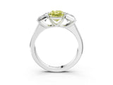 White gold Fancy Yellow Radiant Cut Three-Stone Diamond Ring with Prong Setting on a Classic Band_27