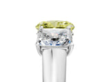 White gold Fancy Yellow Radiant Cut Three-Stone Diamond Ring with Prong Setting on a Classic Band_29