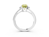 White gold Fancy Yellow Radiant  Cut Three-Stone Solitaire Ring with Round Accent Diamonds and Four-Prong Setting_23