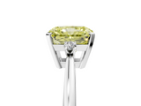 White gold Fancy Yellow Radiant  Cut Three-Stone Solitaire Ring with Round Accent Diamonds and Four-Prong Setting_25