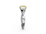 White gold Fancy Yellow Radiant  Cut Twist Band Solitaire Diamond Ring with Pavé Setting_5