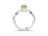 White gold Fancy Yellow Radiant  Cut Twist Band Solitaire Diamond Ring with Pavé Setting_6