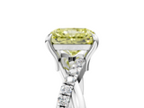 White gold Fancy Yellow Radiant  Cut Twist Band Solitaire Diamond Ring with Pavé Setting_8