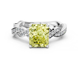 White gold Fancy Yellow Radiant  Cut Twisted Pavé Band Solitaire Ring with Four-Prong Setting_53