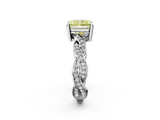 White gold Fancy Yellow Radiant  Cut Twisted Pavé Band Solitaire Ring with Four-Prong Setting_55