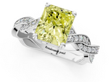 White gold Fancy Yellow Radiant  Cut Twisted Pavé Band Solitaire Ring with Four-Prong Setting_56