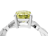 White gold Fancy Yellow Radiant  Cut Twisted Pavé Band Solitaire Ring with Four-Prong Setting_59
