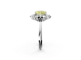 White gold Fancy Yellow Radiant  Diamond Cluster Halo Ring with Solitaire Band and Four-Prong Setting_22
