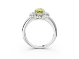 White gold Fancy Yellow Radiant  Diamond Cluster Halo Ring with Solitaire Band and Four-Prong Setting_23