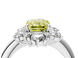 White gold Fancy Yellow Radiant  Diamond Cluster Halo Ring with Solitaire Band and Four-Prong Setting_24