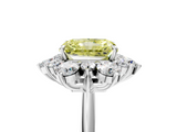 White gold Fancy Yellow Radiant  Diamond Cluster Halo Ring with Solitaire Band and Four-Prong Setting_25