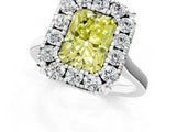 White gold Fancy Yellow Radiant  Diamond Cluster Halo Solitaire with Four-Prong Setting_89