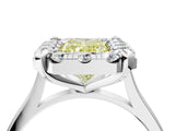 White gold Fancy Yellow Radiant  Diamond Cluster Halo Solitaire with Four-Prong Setting_93