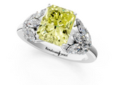 White gold Fancy Yellow Radiant  Diamond Cluster Leaf Design Ring with Prong Setting_72
