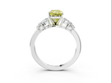 White gold Fancy Yellow Radiant  Diamond Cluster Leaf Design Ring with Prong Setting_73