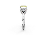 White gold Fancy Yellow Radiant  Diamond Cluster Leaf Design Ring with Prong Setting_74