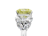 White gold Fancy Yellow Radiant  Diamond Cluster Leaf Design Ring with Prong Setting_77
