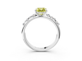 White gold Fancy Yellow Radiant  Diamond Cluster Prong-Set Solitaire Ring_41