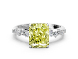 White gold Fancy Yellow Radiant  Diamond Cluster Prong-Set Solitaire Ring_51