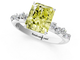 White gold Fancy Yellow Radiant  Diamond Cluster Prong-Set Solitaire Ring_52