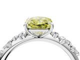 White gold Fancy Yellow Radiant  Diamond Cluster Prong-Set Solitaire Ring_59