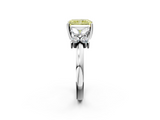White gold Fancy Yellow Radiant  Diamond Floral Cluster Ring with Solitaire Band and Prong Setting_45