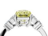 White gold Fancy Yellow Radiant  Diamond Floral Cluster Ring with Solitaire Band and Prong Setting_48