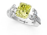 White gold Fancy Yellow Radiant  Diamond Floral Vine Solitaire Engagement Ring_4