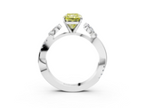 White gold Fancy Yellow Radiant  Diamond Floral Vine Solitaire Engagement Ring_6
