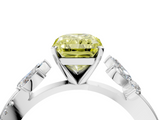 White gold Fancy Yellow Radiant  Diamond Floral Vine Solitaire Engagement Ring_7