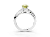 White gold Fancy Yellow Radiant  Diamond Halo Ring with Marquise and Pavé Band in Prong Setting_27