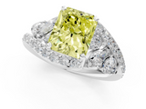 White gold Fancy Yellow Radiant  Diamond Halo Ring with Marquise and Pavé Band in Prong Setting_52