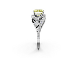 White gold Fancy Yellow Radiant  Diamond Halo Ring with Marquise and Pavé Band in Prong Setting_53