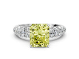 White gold Fancy Yellow Radiant  Diamond Pavé Band Solitaire Ring with Four-Prong Setting_49