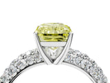 White gold Fancy Yellow Radiant  Diamond Pavé Band Solitaire Ring with Four-Prong Setting_53