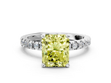 White gold Fancy Yellow Radiant  Diamond Pavé Band Solitaire with Four-Prong Setting_155