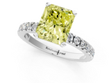 White gold Fancy Yellow Radiant  Diamond Pavé Band Solitaire with Four-Prong Setting_156