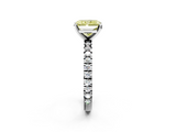 White gold Fancy Yellow Radiant  Diamond Pavé Band Solitaire with Four-Prong Setting_156