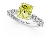 White gold Fancy Yellow Radiant  Diamond Pavé Band Solitaire with Four-Prong Setting_4