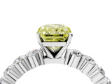 White gold Fancy Yellow Radiant  Diamond Pavé Band Solitaire with Four-Prong Setting_7