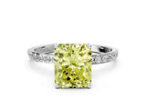 White gold Fancy Yellow Radiant  Diamond Pavé Band with Six-Prong Setting_45