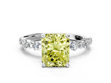 White gold Fancy Yellow Radiant  Diamond Prong Set Engagement Ring with Pave Band_181