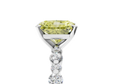 White gold Fancy Yellow Radiant  Diamond Prong Set Engagement Ring with Pave Band_186