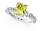 White gold Fancy Yellow Radiant  Diamond Prong Setting with Side Stones on a Pave Band_126